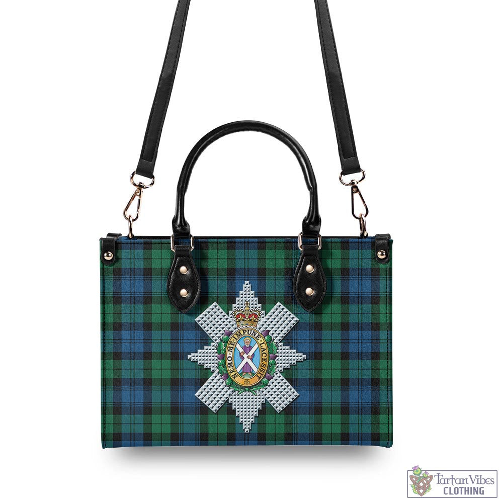 Tartan Vibes Clothing Black Watch Ancient Tartan Luxury Leather Handbags with Family Crest