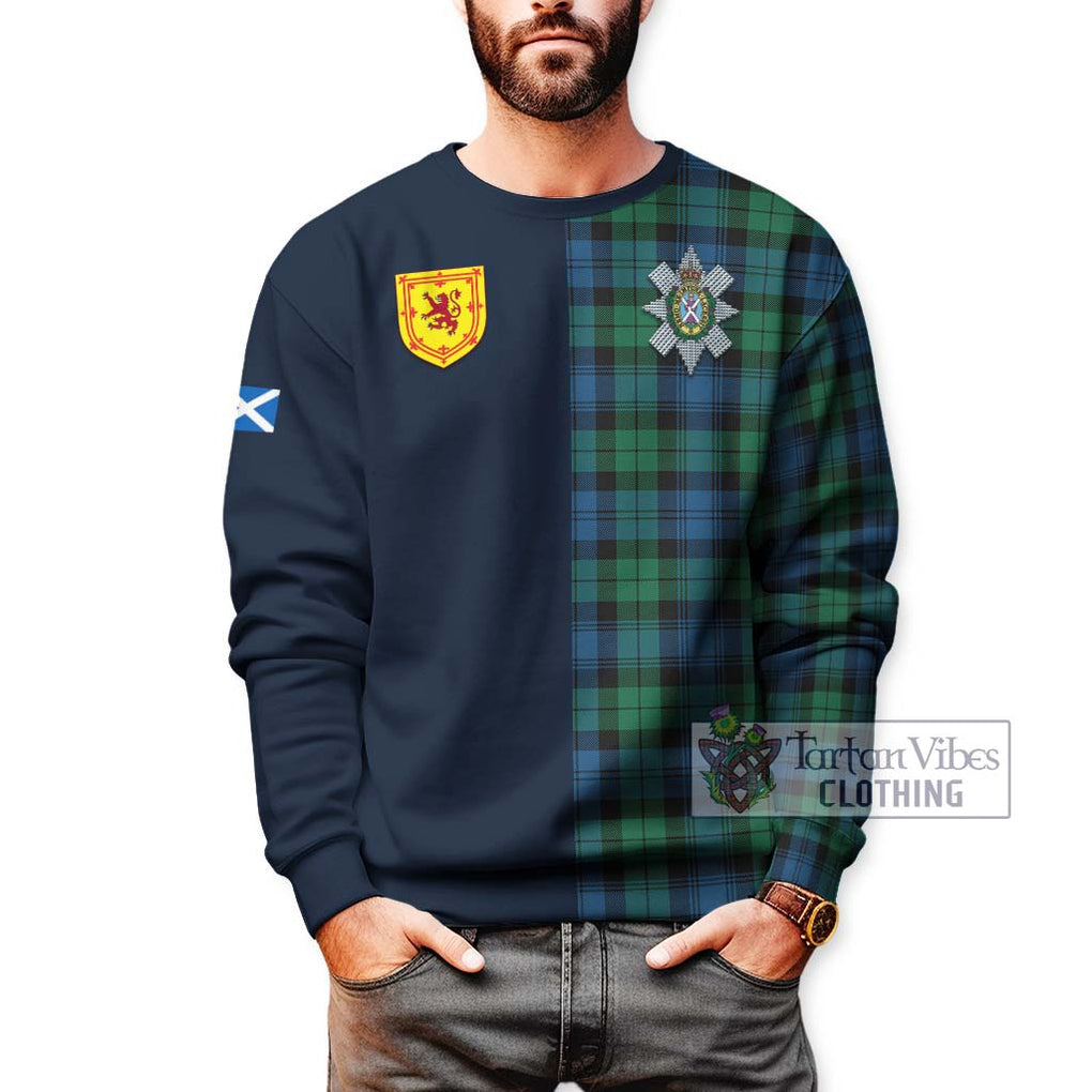 Tartan Vibes Clothing Black Watch Ancient Tartan Sweatshirt with Scottish Lion Royal Arm Half Style