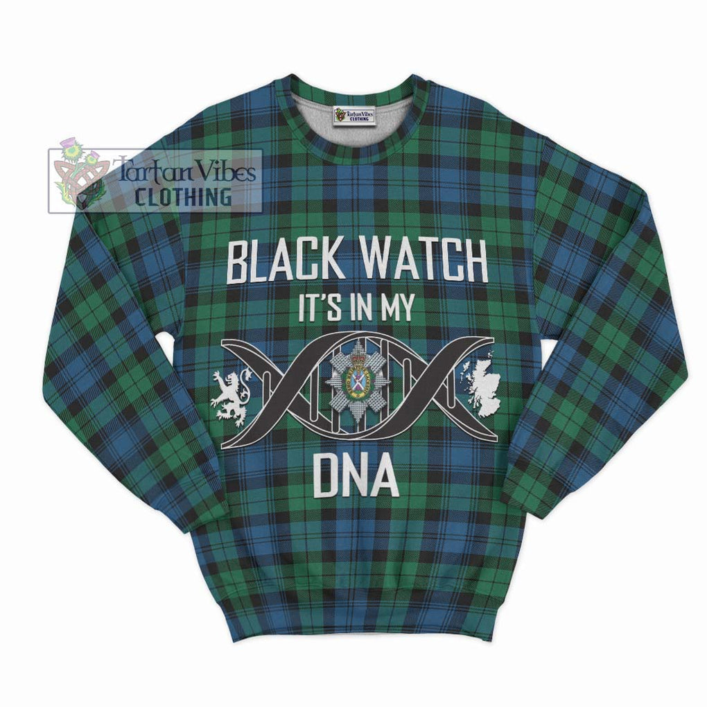 Black Watch Ancient Tartan Sweatshirt with Family Crest DNA In Me Style - Tartanvibesclothing Shop