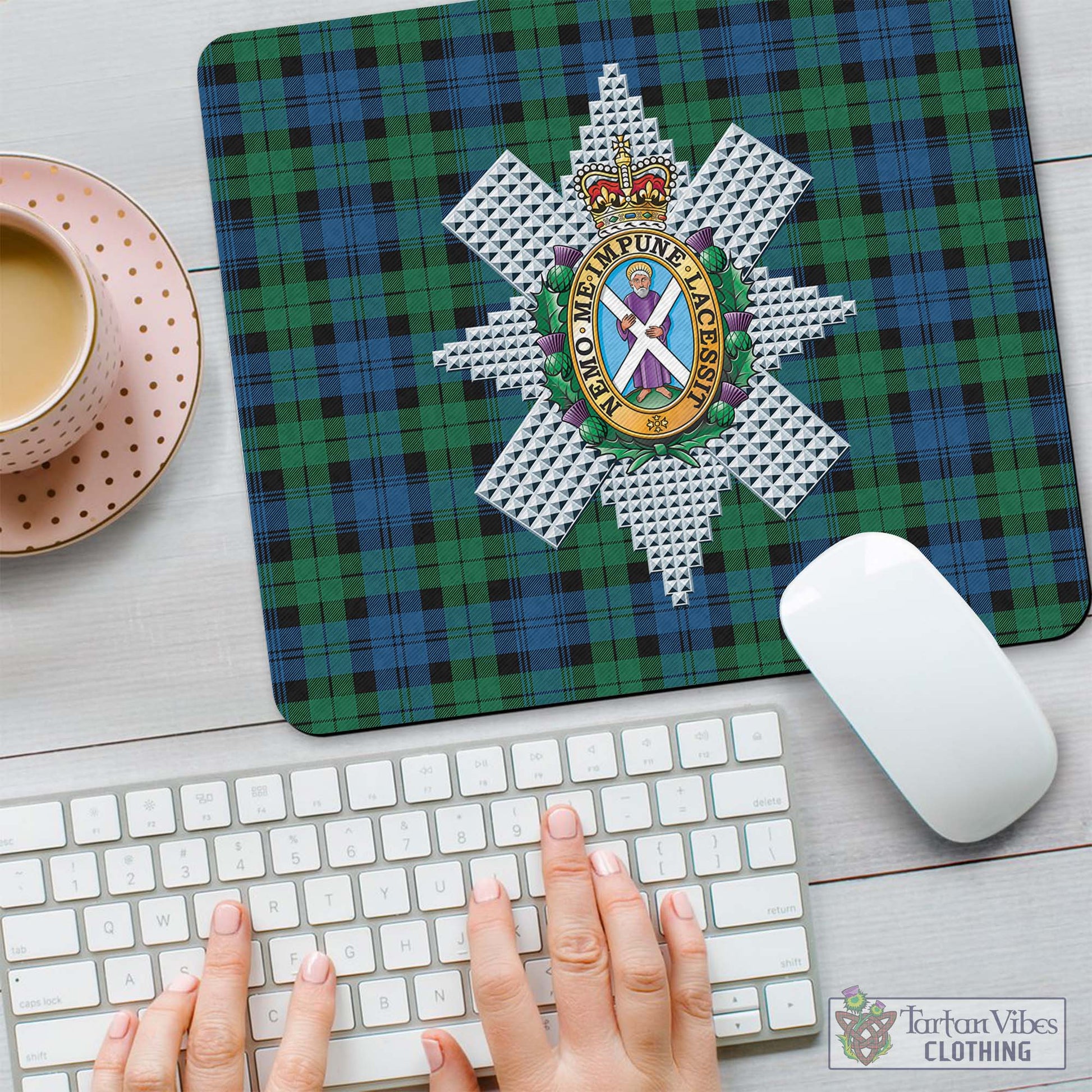 Tartan Vibes Clothing Black Watch Ancient Tartan Mouse Pad with Family Crest