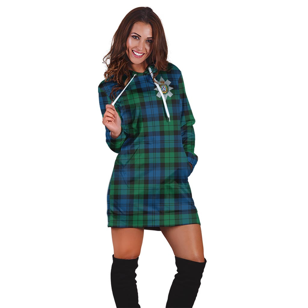 Black Watch Ancient Tartan Hoodie Dress with Family Crest - Tartan Vibes Clothing