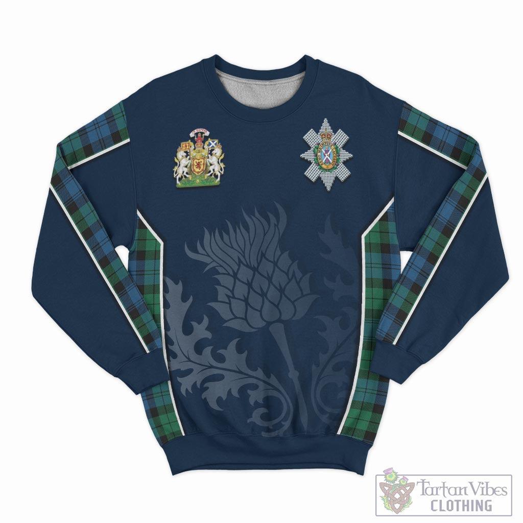 Tartan Vibes Clothing Black Watch Ancient Tartan Sweatshirt with Family Crest and Scottish Thistle Vibes Sport Style