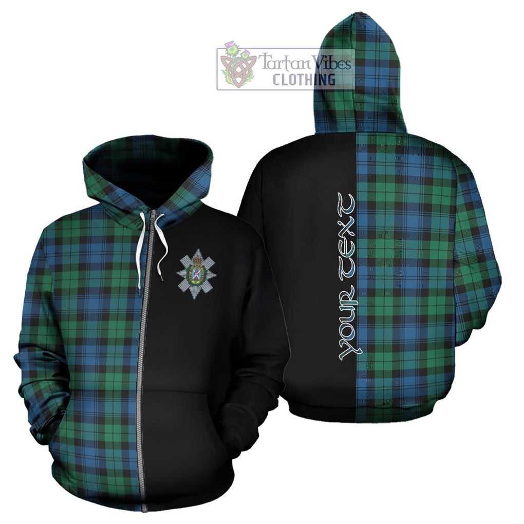 Black Watch Ancient Tartan Hoodie with Family Crest and Half Of Me Style - Tartanvibesclothing Shop