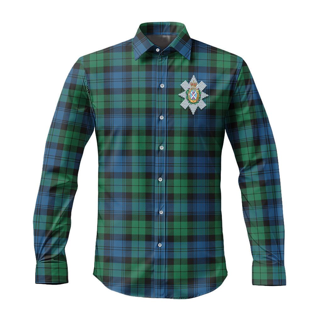 Black Watch Ancient Tartan Long Sleeve Button Up Shirt with Family Crest - Tartanvibesclothing