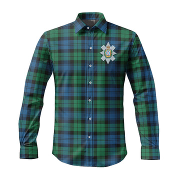 Black Watch Ancient Tartan Long Sleeve Button Up Shirt with Family Crest