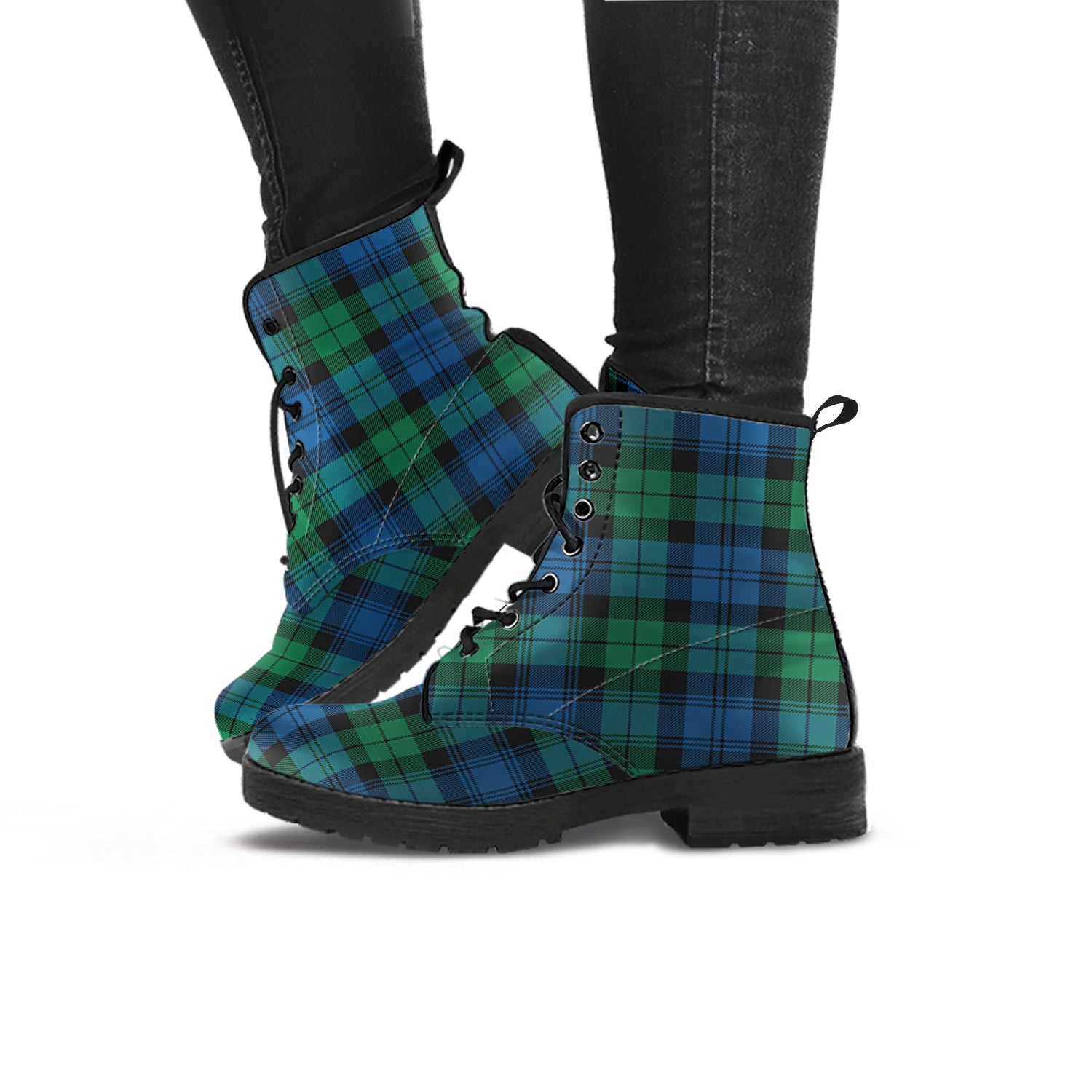 Black Watch Ancient Tartan Leather Boots - Tartanvibesclothing