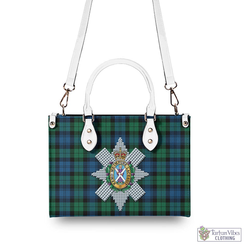 Tartan Vibes Clothing Black Watch Ancient Tartan Luxury Leather Handbags with Family Crest