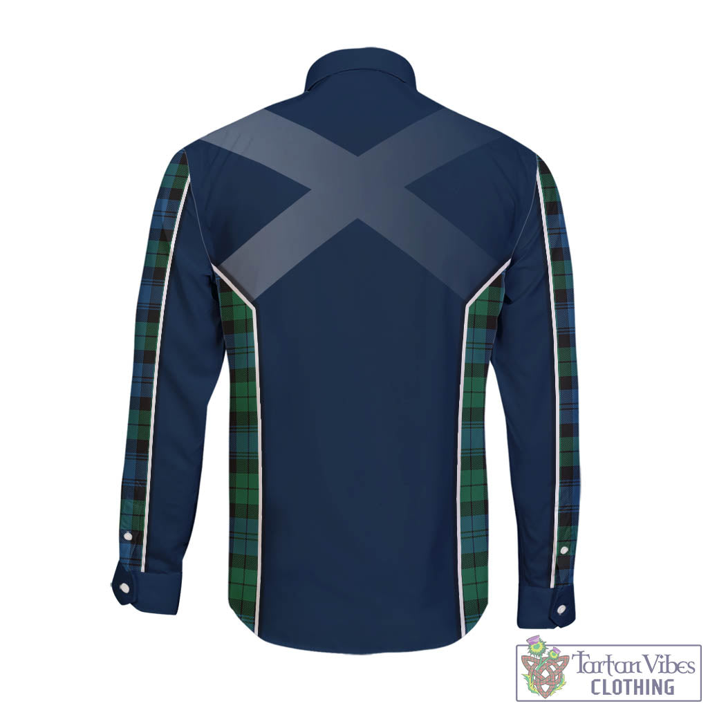 Tartan Vibes Clothing Black Watch Ancient Tartan Long Sleeve Button Up Shirt with Family Crest and Scottish Thistle Vibes Sport Style