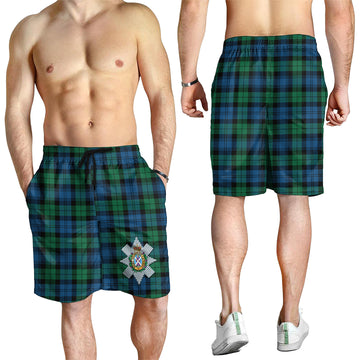 Black Watch Ancient Tartan Mens Shorts with Family Crest