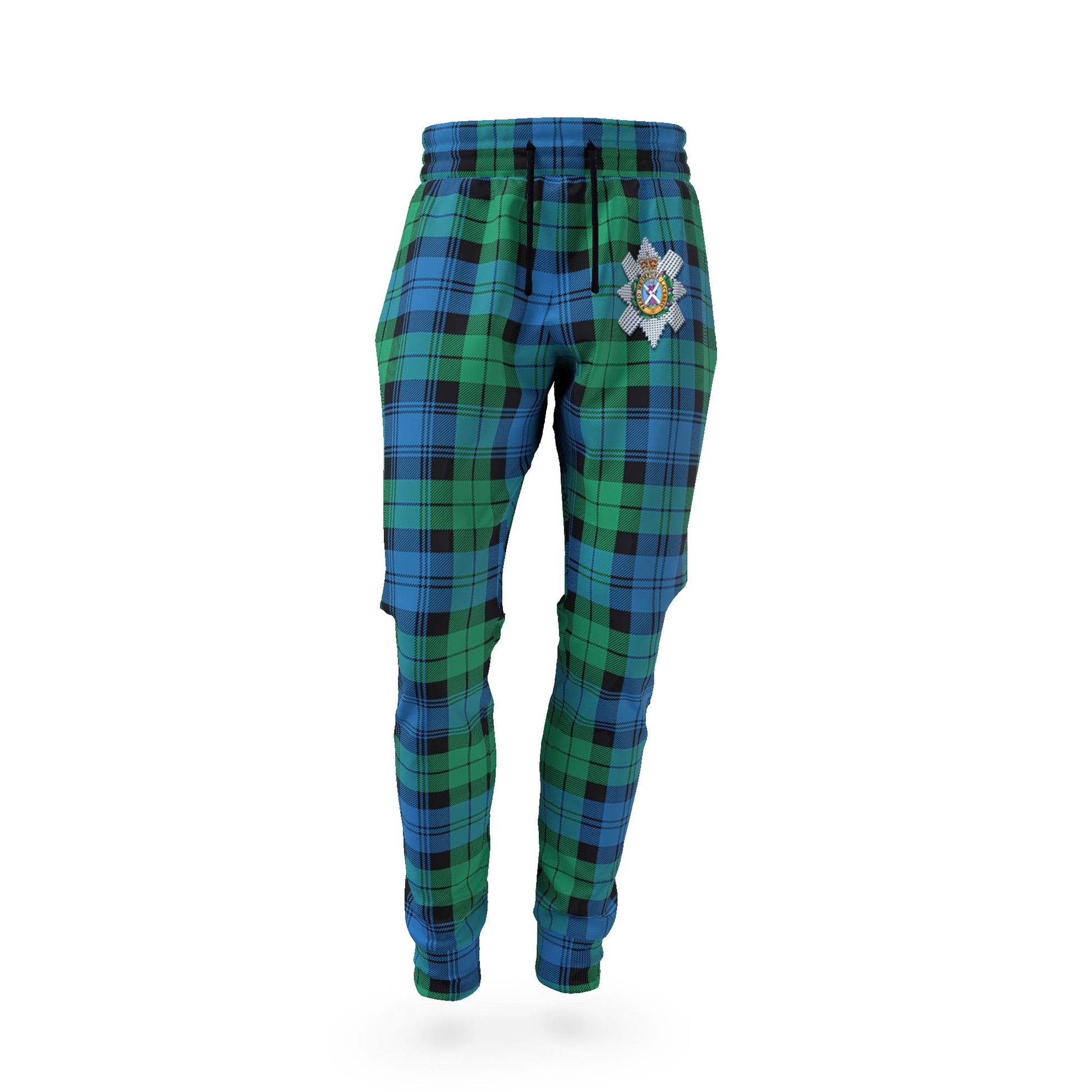 Black Watch Ancient Tartan Joggers Pants with Family Crest - Tartan Vibes Clothing