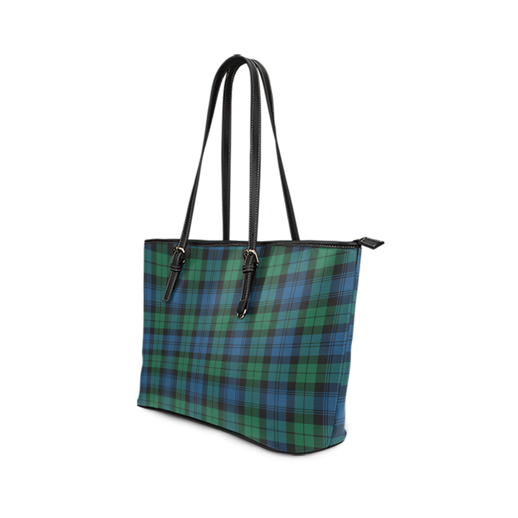 Black Watch Ancient Tartan Leather Tote Bag - Tartanvibesclothing