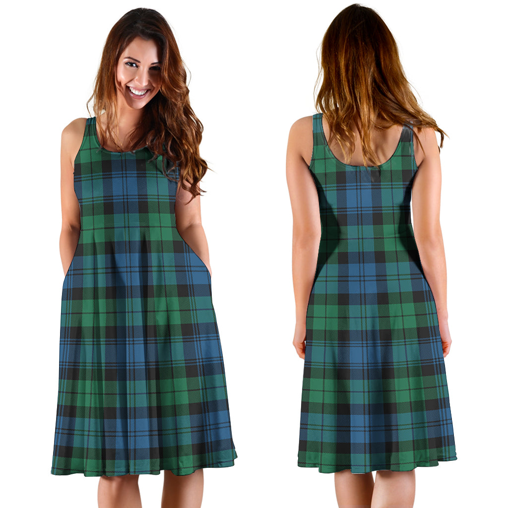 Black Watch Ancient Tartan Sleeveless Midi Womens Dress - Tartanvibesclothing