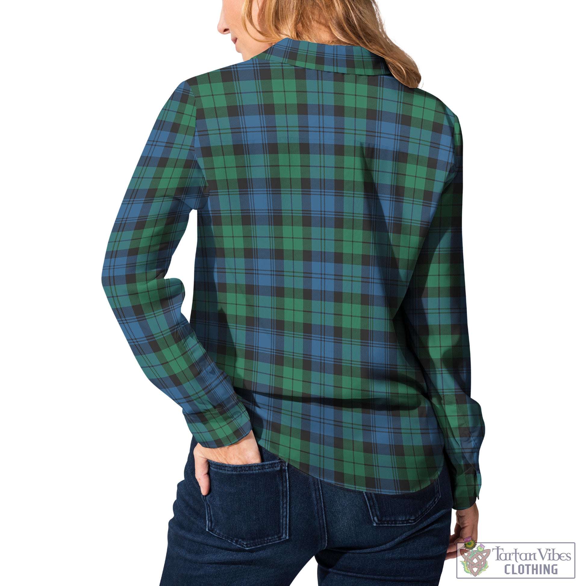 Tartan Vibes Clothing Black Watch Ancient Tartan Womens Casual Shirt with Family Crest