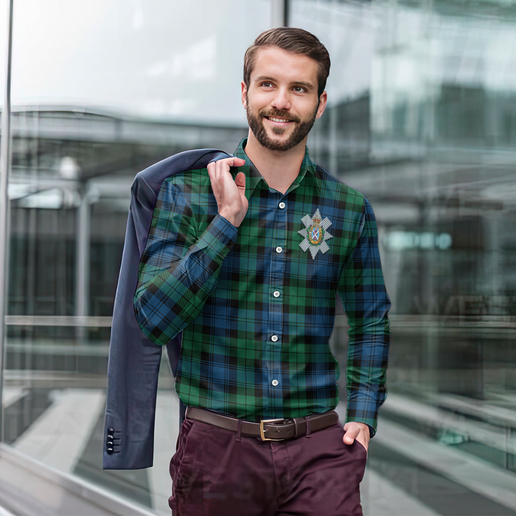 Black Watch Ancient Tartan Long Sleeve Button Up Shirt with Family Crest - Tartanvibesclothing