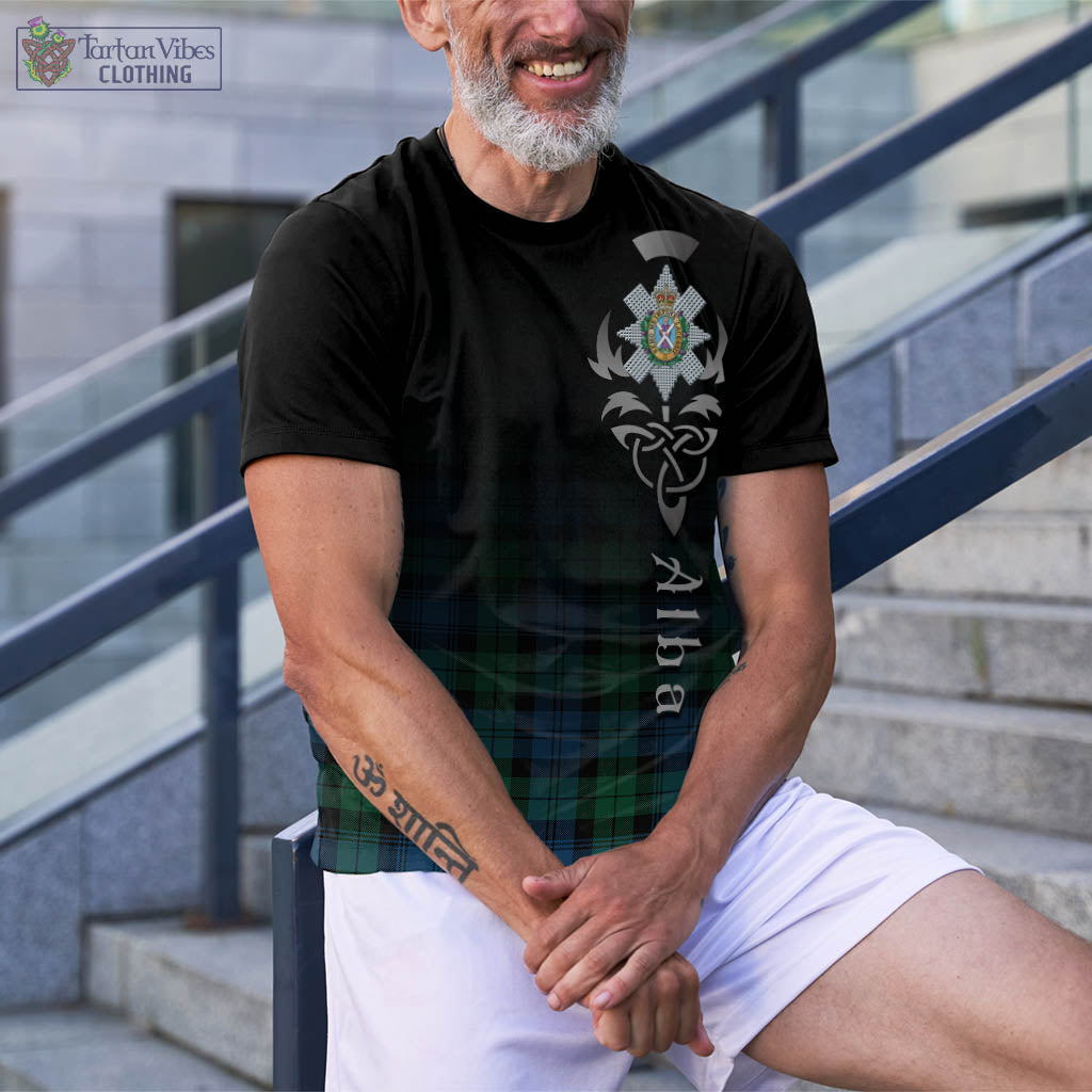 Tartan Vibes Clothing Black Watch Ancient Tartan T-Shirt Featuring Alba Gu Brath Family Crest Celtic Inspired