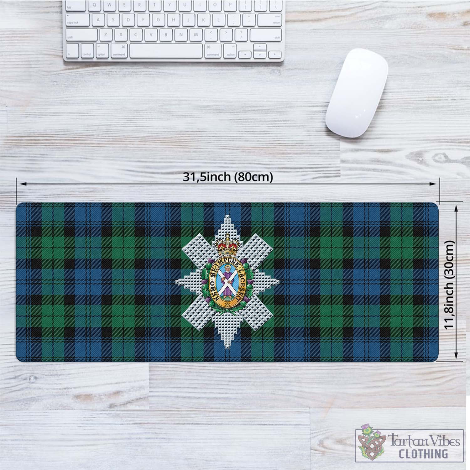 Tartan Vibes Clothing Black Watch Ancient Tartan Mouse Pad with Family Crest