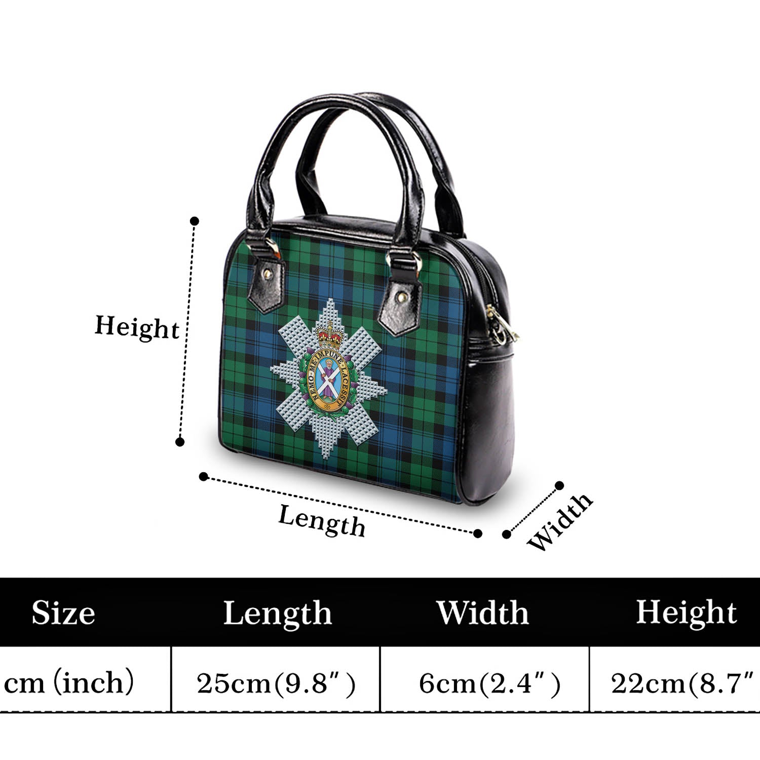 Black Watch Ancient Tartan Shoulder Handbags with Family Crest - Tartanvibesclothing