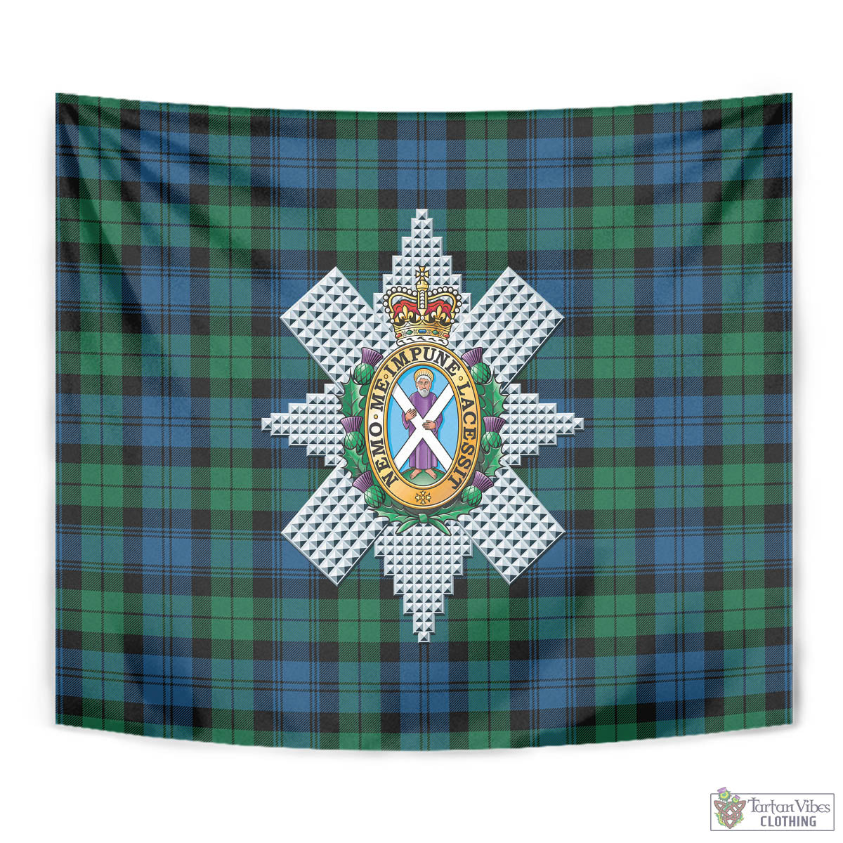 Tartan Vibes Clothing Black Watch Ancient Tartan Tapestry Wall Hanging and Home Decor for Room with Family Crest