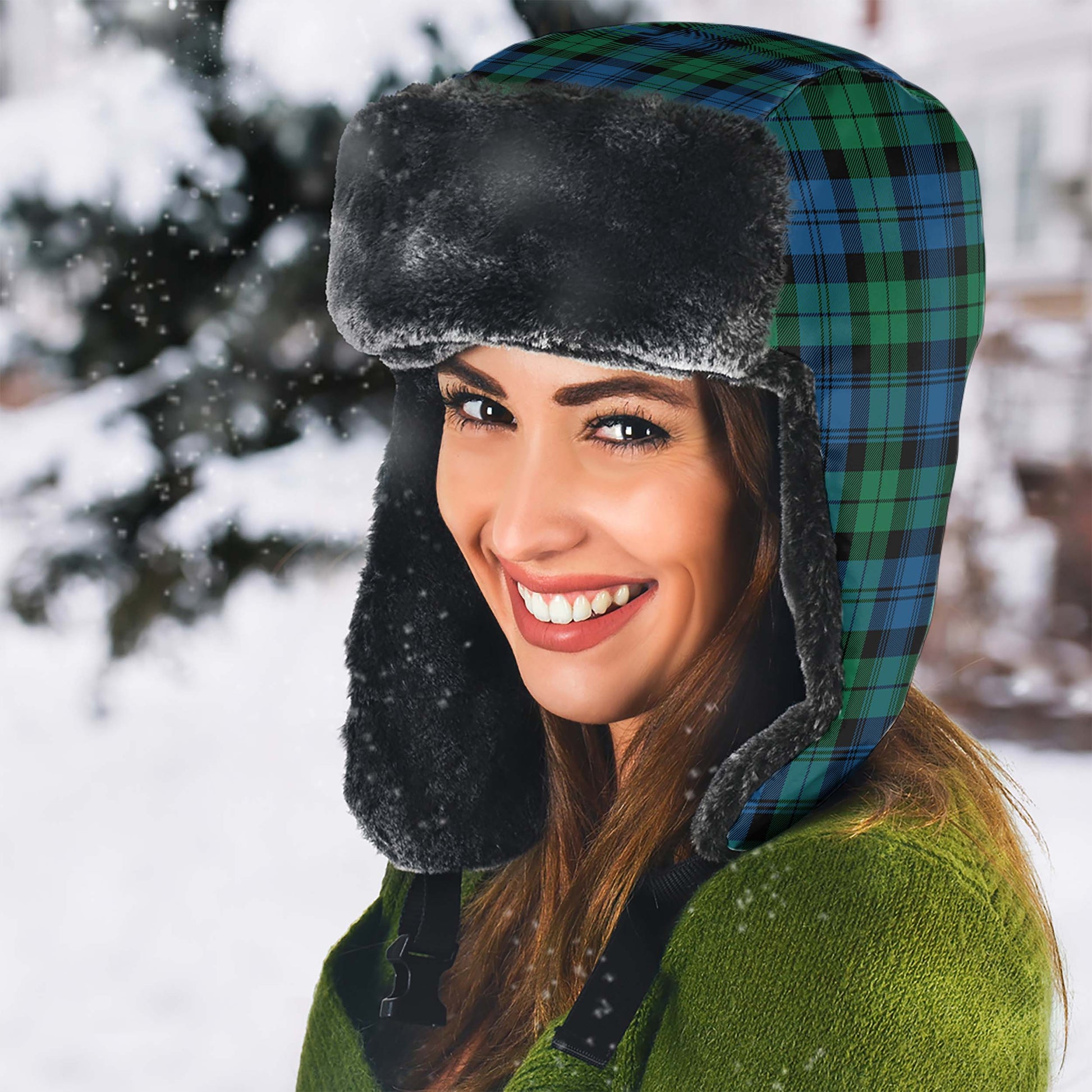 Black Watch Ancient Tartan Winter Trapper Hat - Tartanvibesclothing