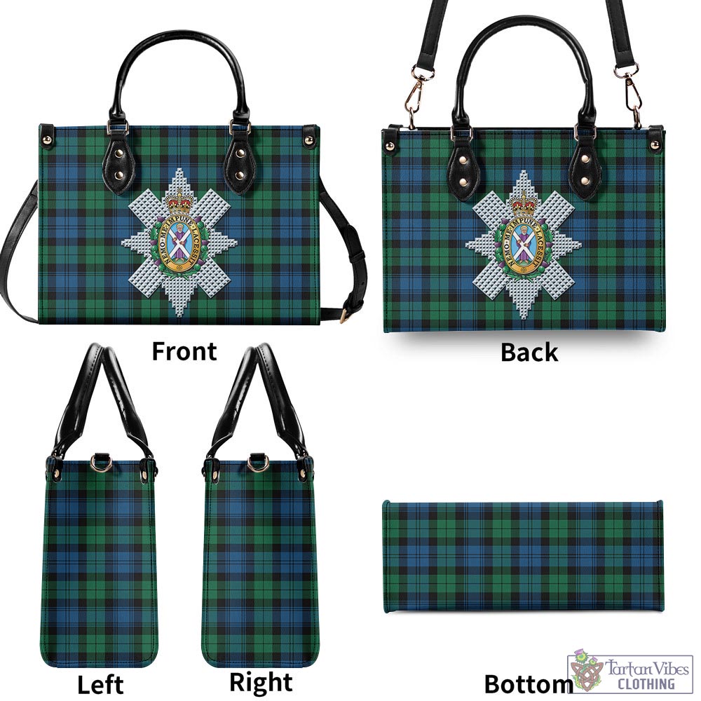 Tartan Vibes Clothing Black Watch Ancient Tartan Luxury Leather Handbags with Family Crest