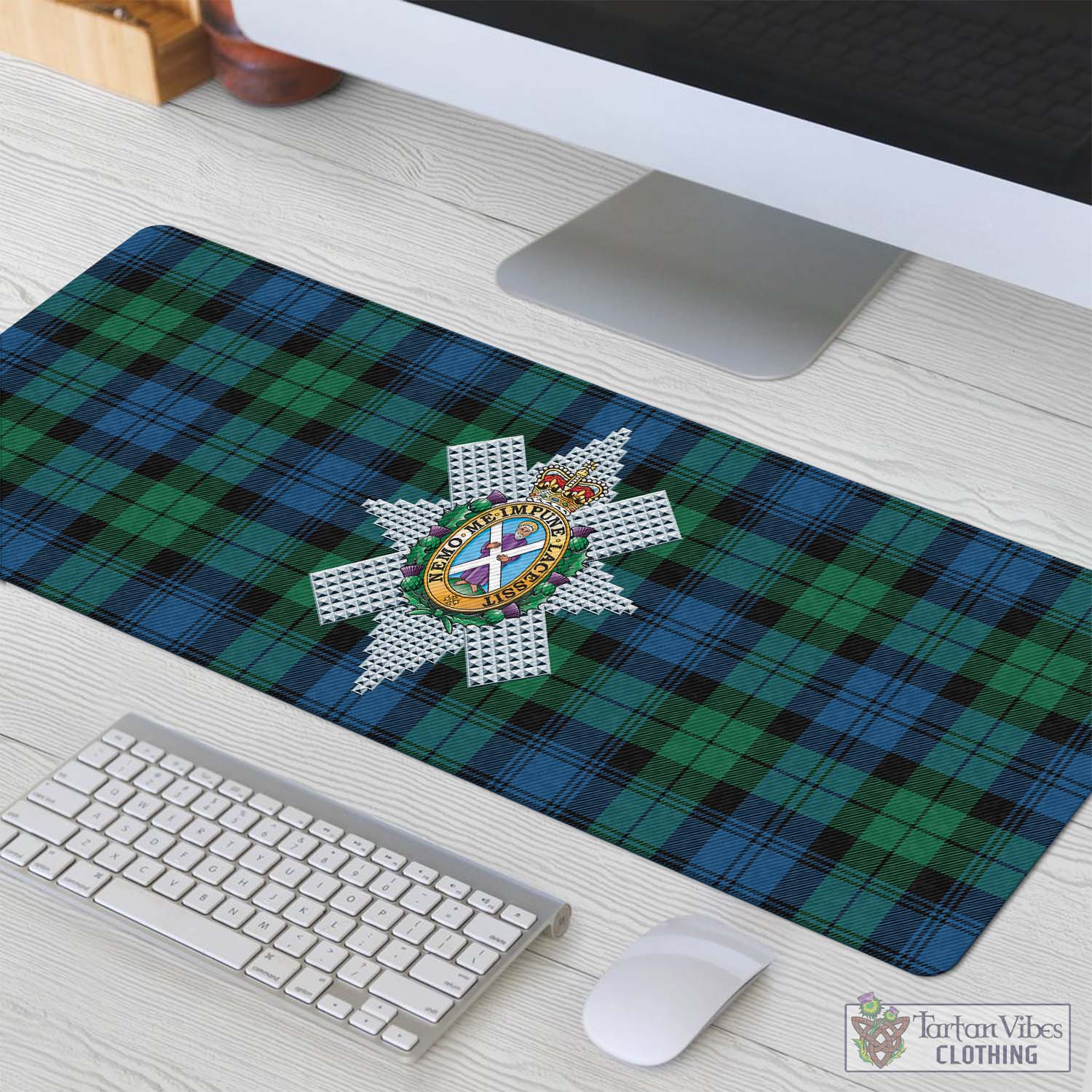 Tartan Vibes Clothing Black Watch Ancient Tartan Mouse Pad with Family Crest