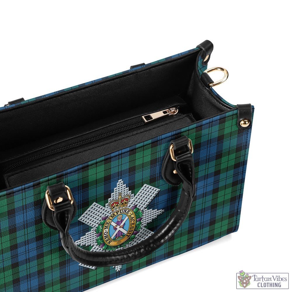 Tartan Vibes Clothing Black Watch Ancient Tartan Luxury Leather Handbags with Family Crest