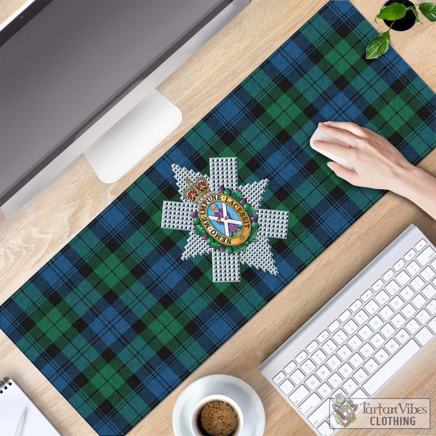 Tartan Vibes Clothing Black Watch Ancient Tartan Mouse Pad with Family Crest