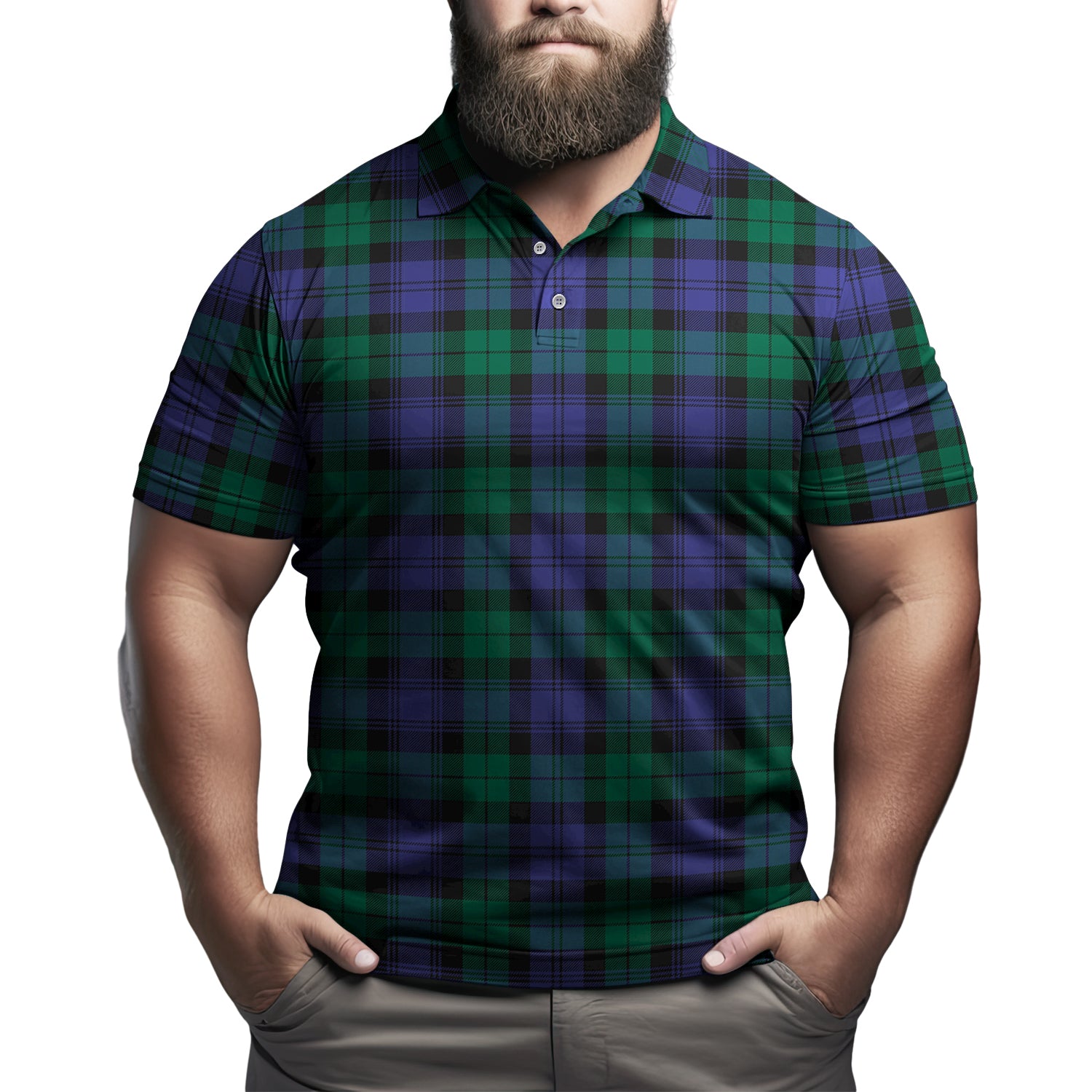 Black Watch Modern Tartan Mens Polo Shirt - Tartanvibesclothing