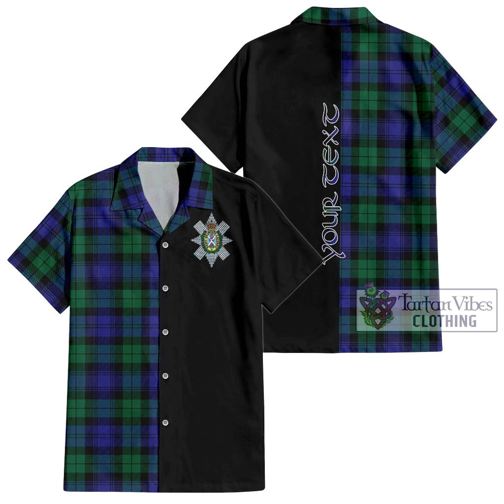 Black Watch Modern Tartan Short Sleeve Button Shirt with Family Crest and Half Of Me Style Kid - Tartanvibesclothing Shop