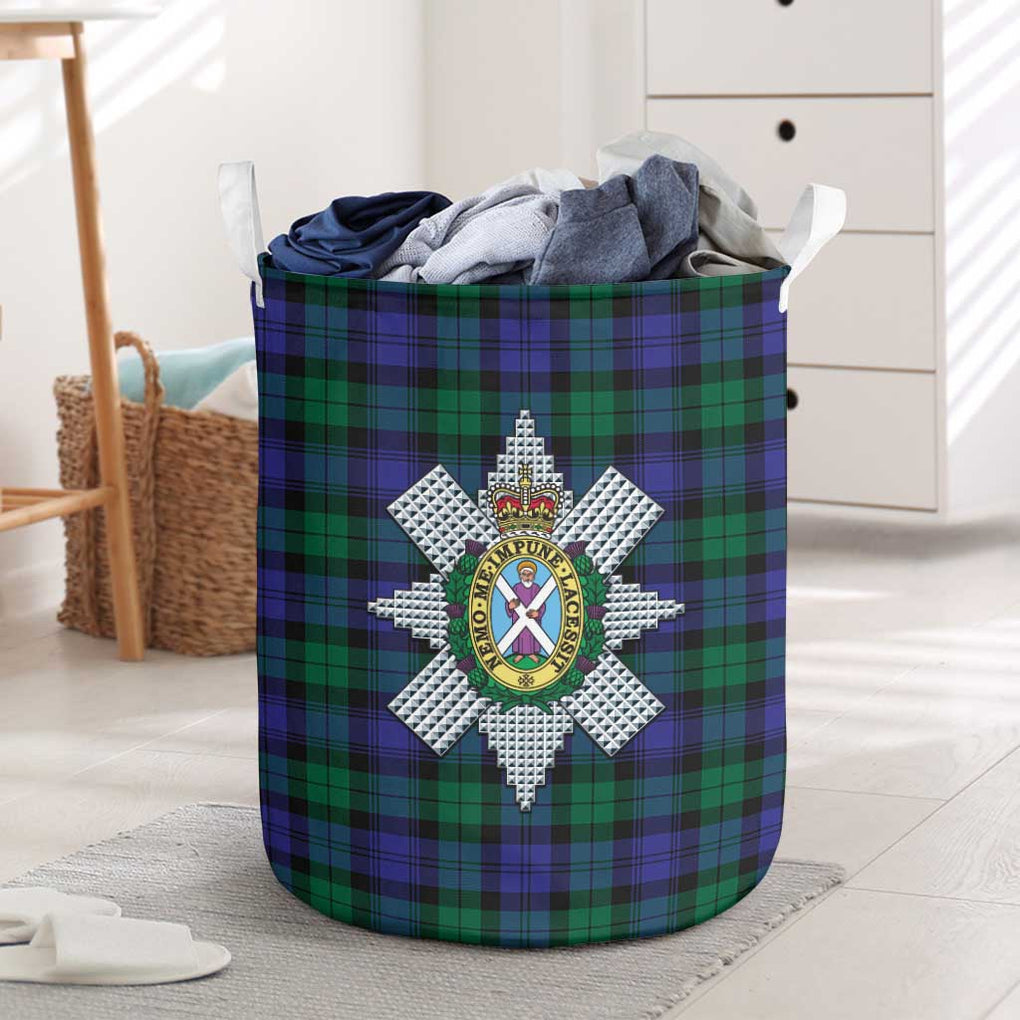 Black Watch Modern Tartan Laundry Basket with Family Crest One Size - Tartanvibesclothing Shop