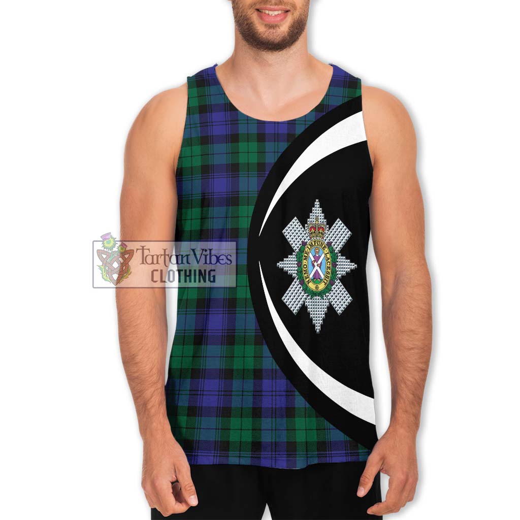 Black Watch Modern Tartan Men's Tank Top with Family Crest Circle Style Men - Tartan Vibes Clothing