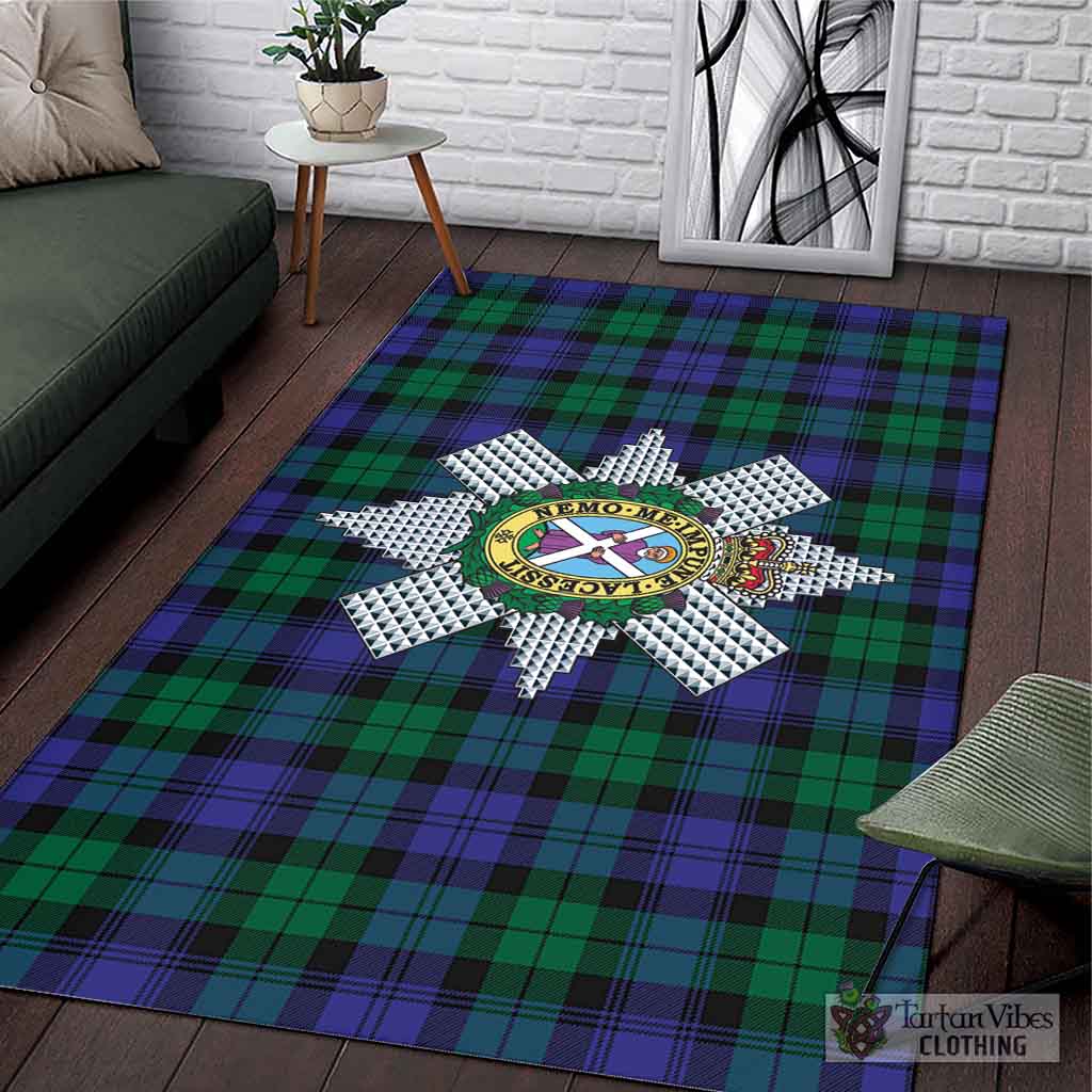 Tartan Vibes Clothing Black Watch Modern Tartan Area Rug with Family Crest