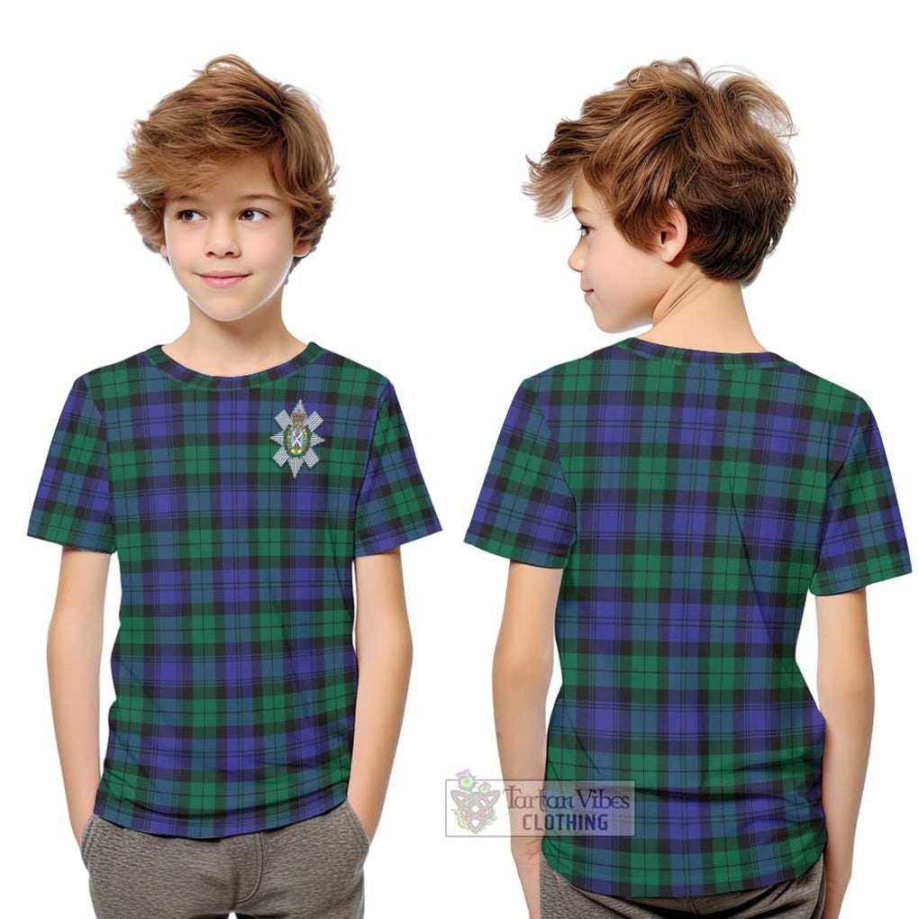 Black Watch Modern Tartan Kid T-Shirt with Family Crest Youth XL Size14 - Tartanvibesclothing Shop