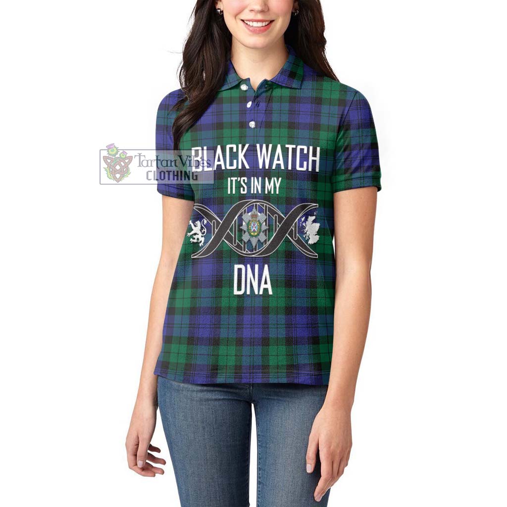 Black Watch Modern Tartan Women's Polo Shirt with Family Crest DNA In Me Style Women - Tartanvibesclothing Shop