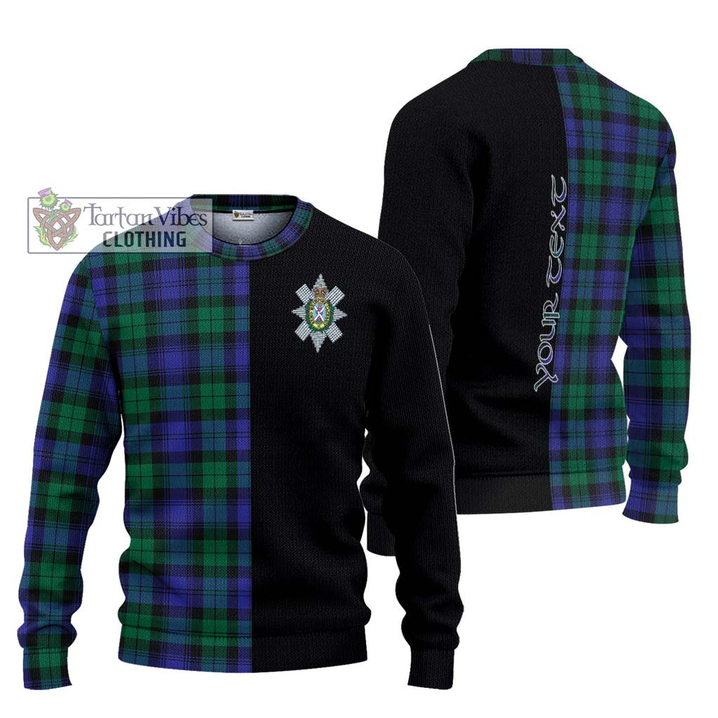 Black Watch Modern Tartan Knitted Sweater with Family Crest and Half Of Me Style Unisex - Tartanvibesclothing Shop