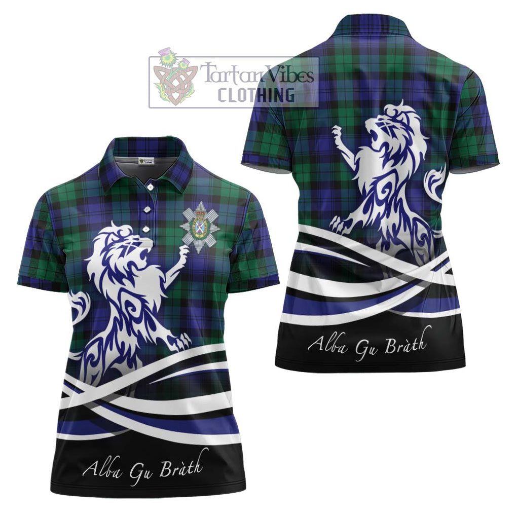 Black Watch Modern Tartan Women's Polo Shirt with Alba Gu Brath Regal Lion Emblem Women - Tartanvibesclothing Shop