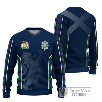 Black Watch Modern Tartan Ugly Sweater with Family Crest and Lion Rampant Vibes Sport Style