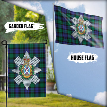 Black Watch Modern Tartan Flag with Family Crest