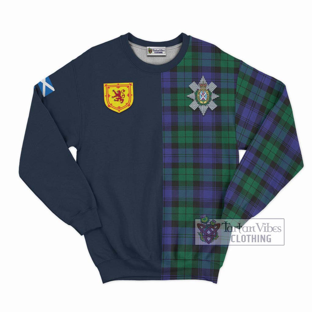 Tartan Vibes Clothing Black Watch Modern Tartan Sweatshirt with Scottish Lion Royal Arm Half Style