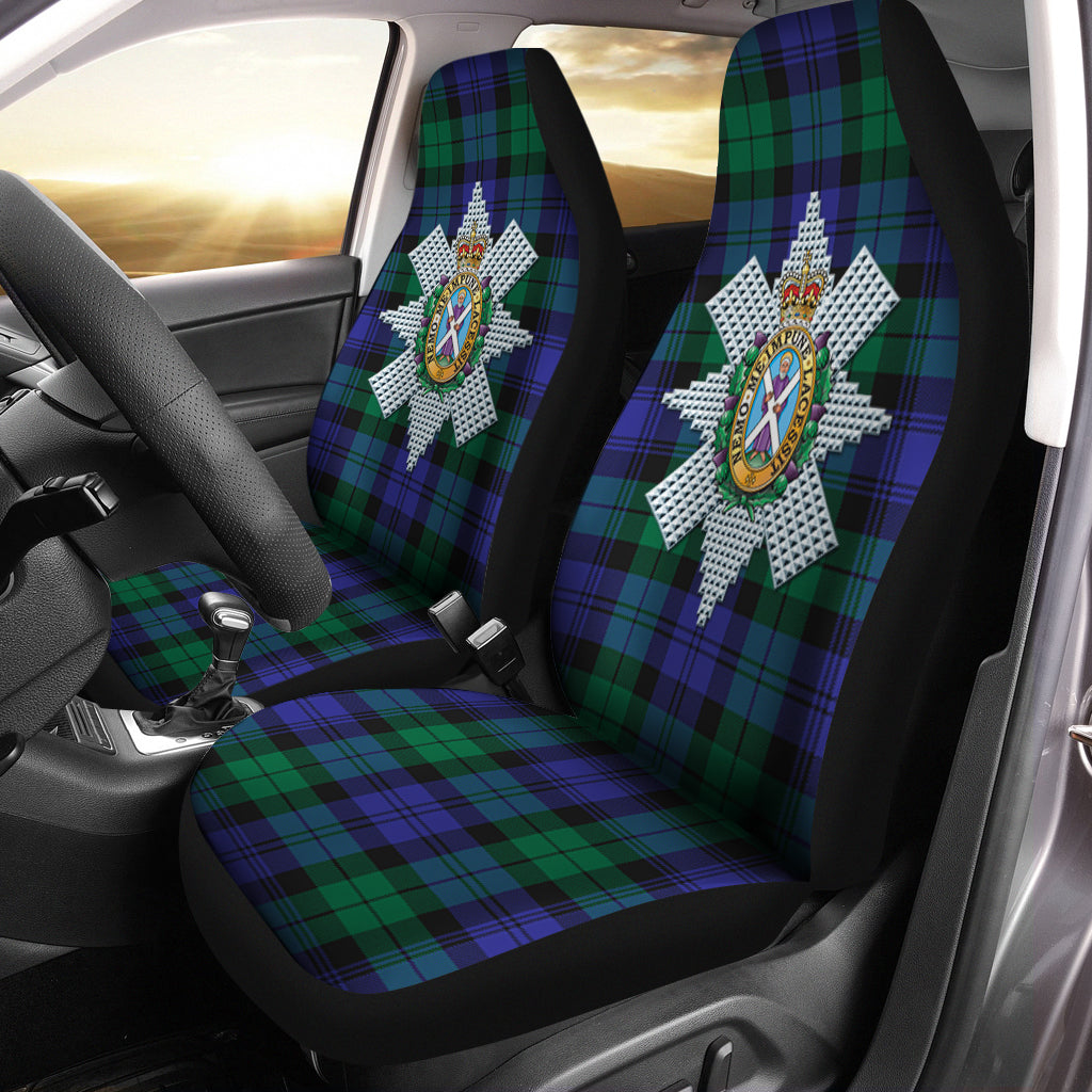 Black Watch Modern Tartan Car Seat Cover with Family Crest One Size - Tartanvibesclothing