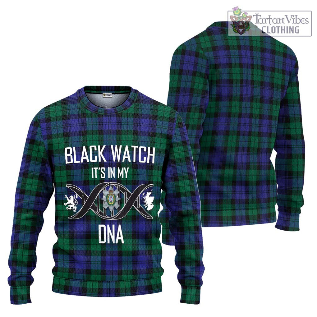 Black Watch Modern Tartan Knitted Sweater with Family Crest DNA In Me Style Unisex - Tartanvibesclothing Shop