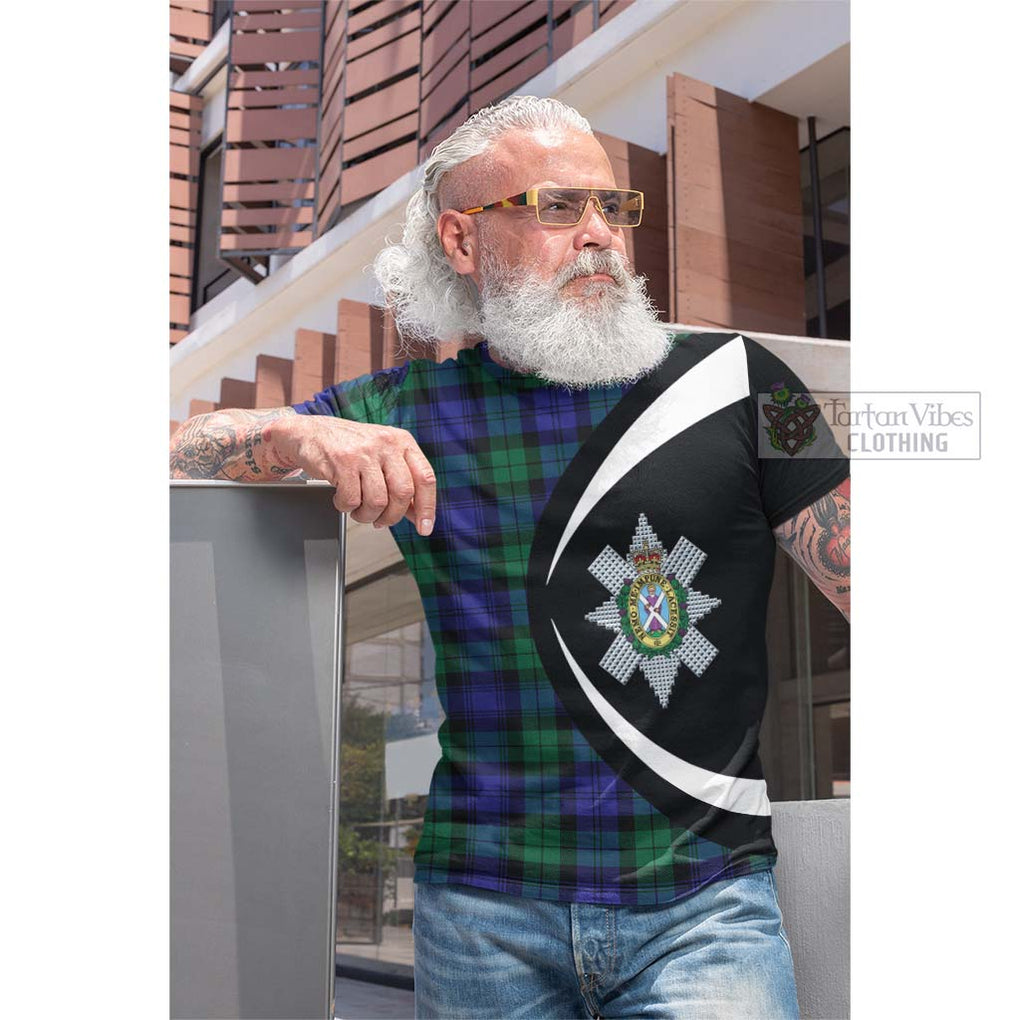 Tartan Vibes Clothing Black Watch Modern Tartan Cotton T-shirt with Family Crest Circle Style