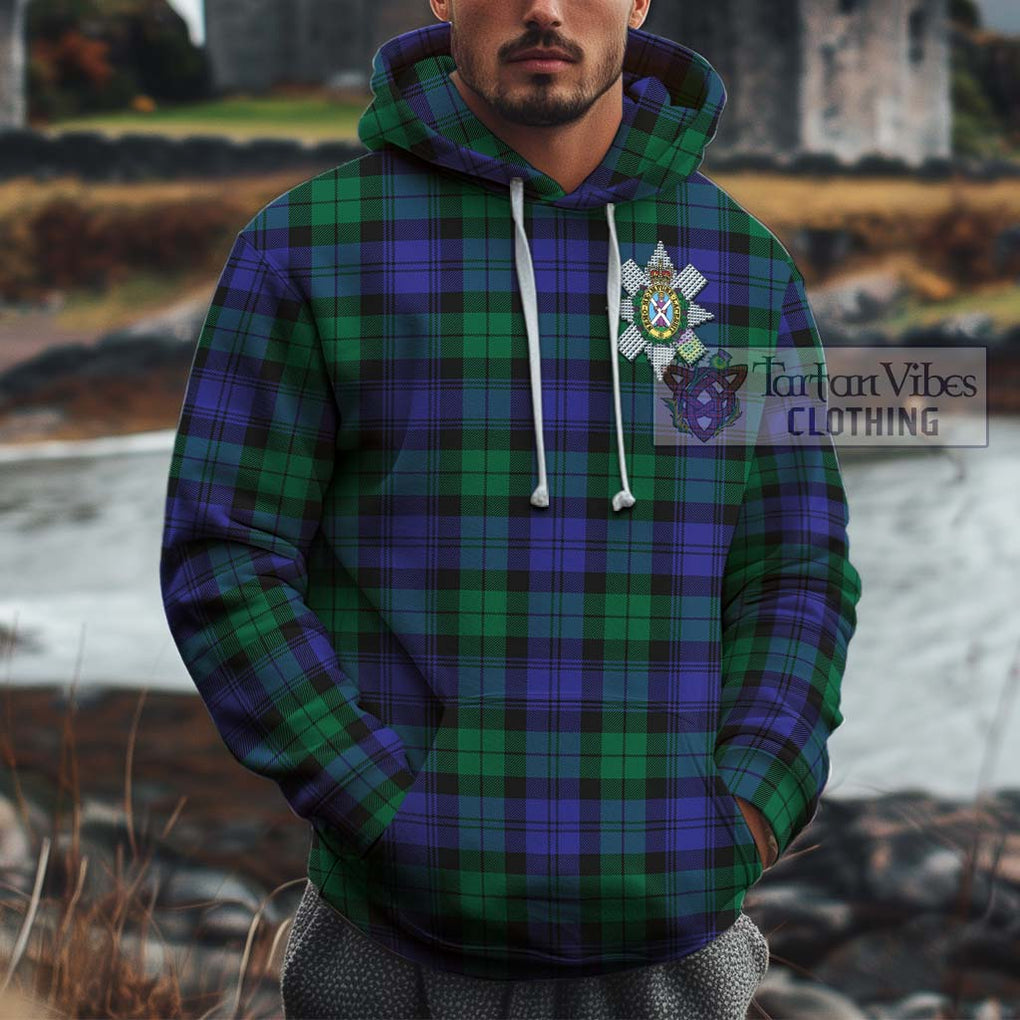 Black Watch Modern Tartan Cotton Hoodie with Family Crest Pullover Hoodie XS - Tartan Vibes Clothing