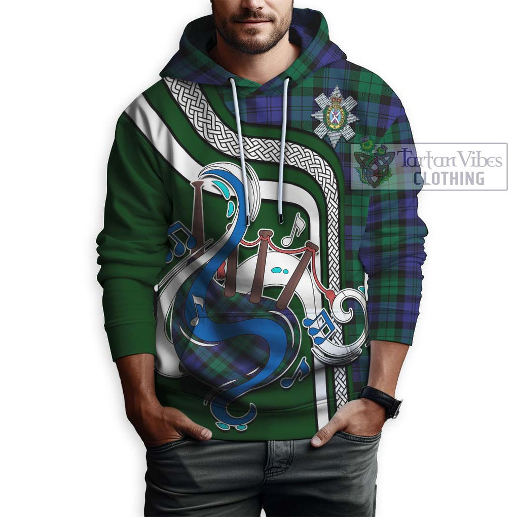 Black Watch Modern Tartan Hoodie with Epic Bagpipe Style Zip Hoodie - Tartanvibesclothing Shop