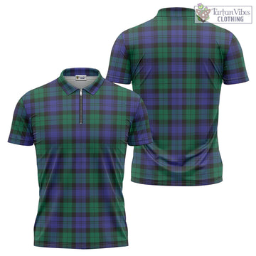 Black Watch Modern Tartan Zipper Polo Shirt