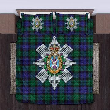 Black Watch Modern Tartan Quilt Bed Set with Family Crest