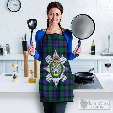 Black Watch Modern Tartan Apron with Family Crest