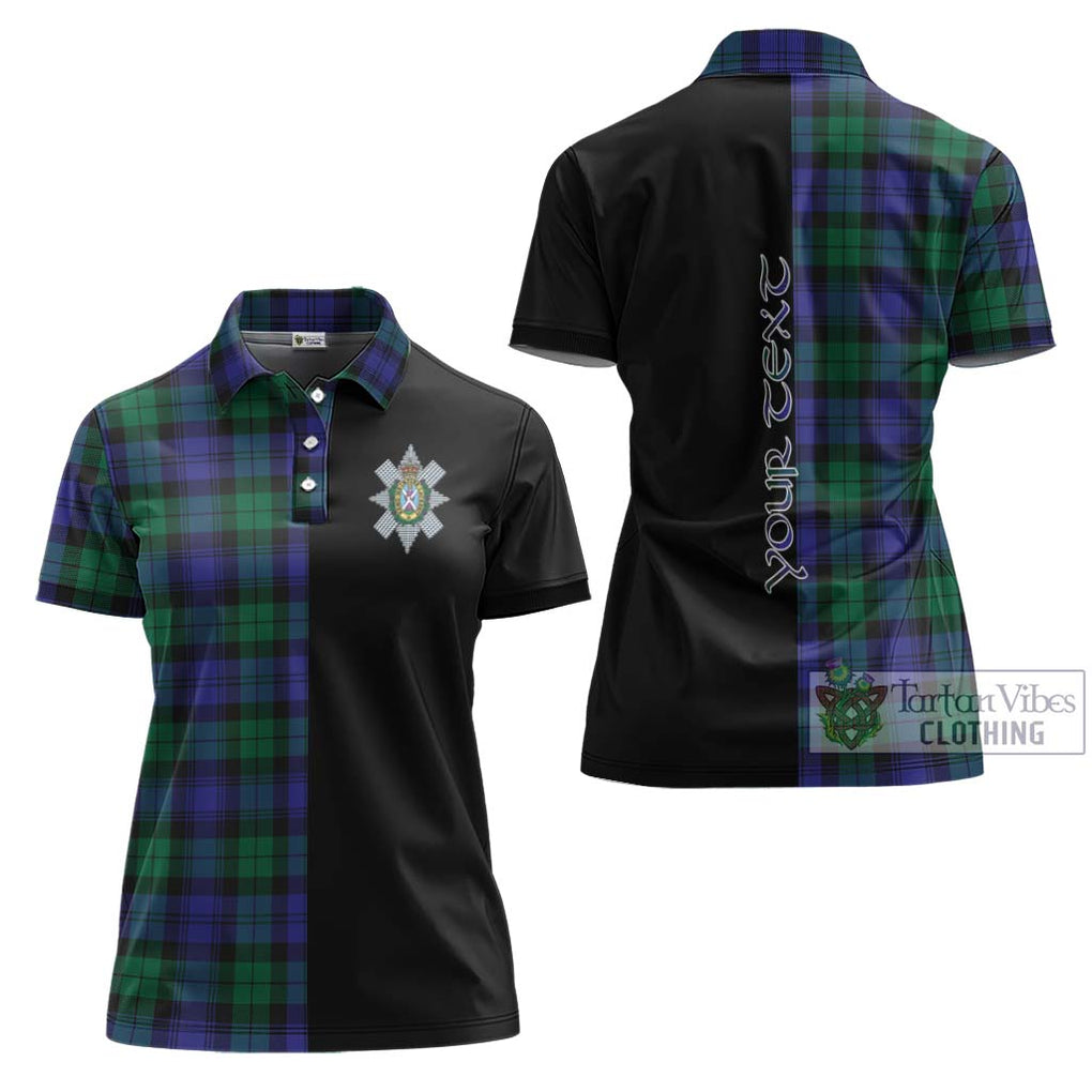 Black Watch Modern Tartan Women's Polo Shirt with Family Crest and Half Of Me Style Women - Tartanvibesclothing Shop