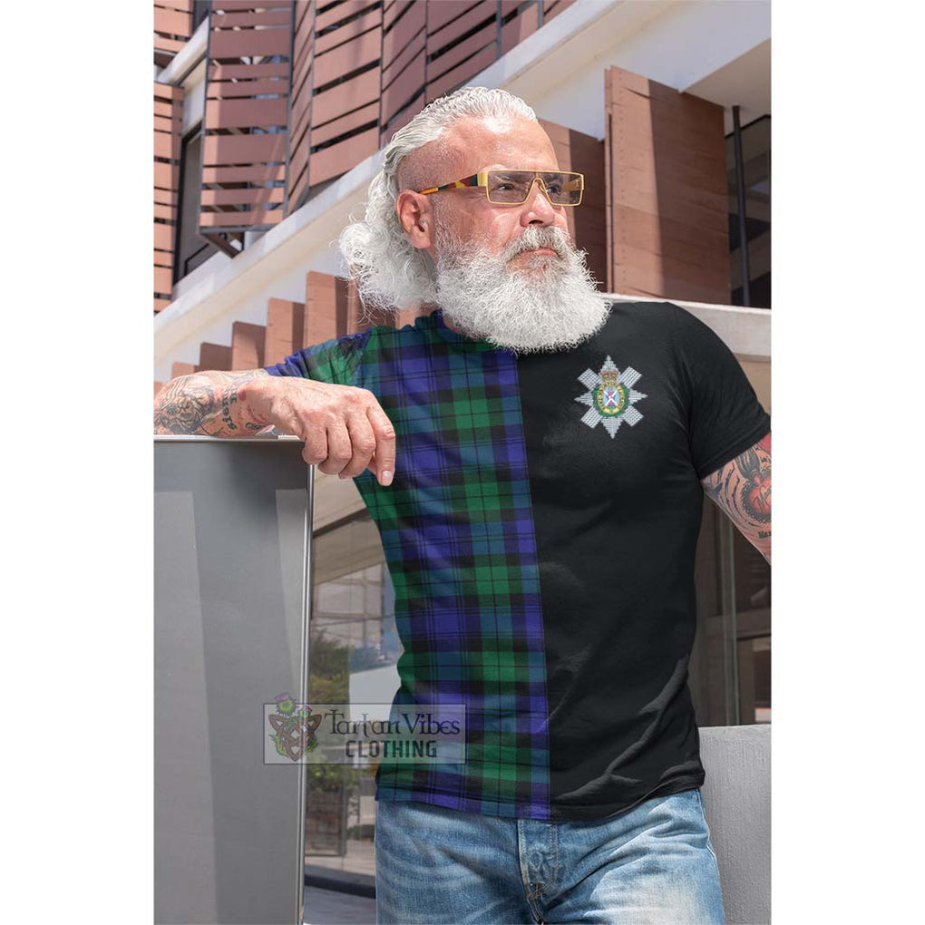 Tartan Vibes Clothing Black Watch Modern Tartan Cotton T-shirt with Family Crest and Half Of Me Style