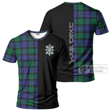 Black Watch Modern Tartan T-Shirt with Family Crest and Half Of Me Style